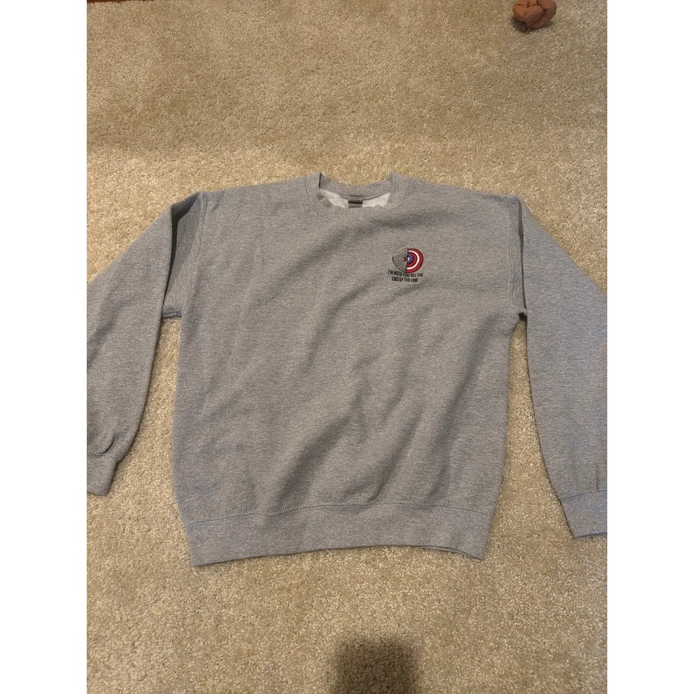 Gildan Grey Marvel Captain America Winter Soldier Embroidered Sweatshirt Mens M